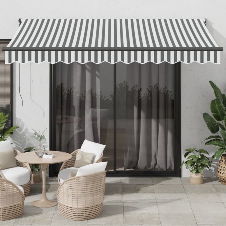 Auvent rétractable anthracite et blanc 3,5x2,5m tissu/aluminium 