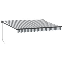 Auvent rétractable anthracite et blanc 3,5x2,5m tissu/aluminium 