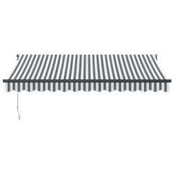 Auvent rétractable anthracite et blanc 3,5x2,5m tissu/aluminium 