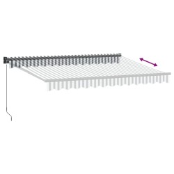 Auvent rétractable anthracite et blanc 3,5x2,5m tissu/aluminium 