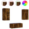 Unités murales TV avec LED 4 pcs chêne fumé bois d'ingénierie 