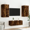 Unités murales TV avec LED 4 pcs chêne fumé bois d'ingénierie 