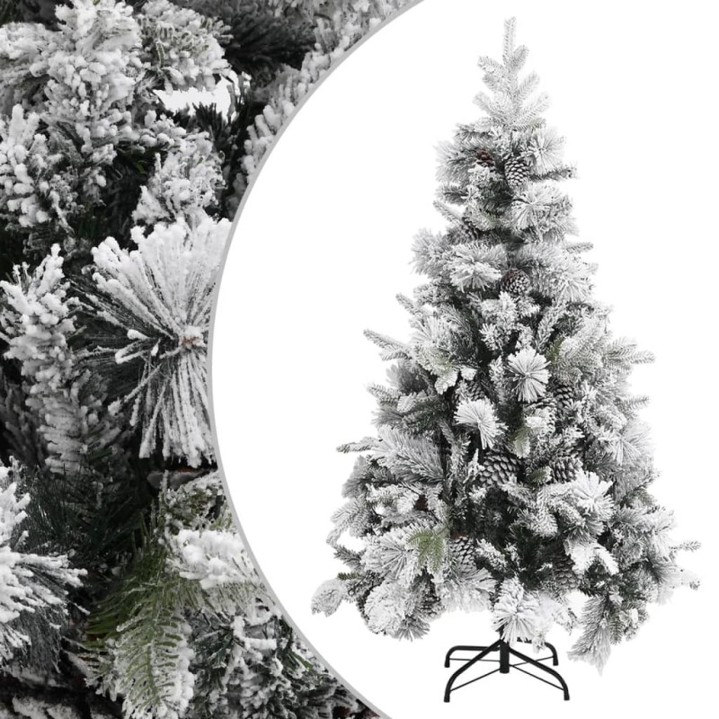 Sapin de Noël à flocons de neige et pommes de pin 195 cm PVC/PE 