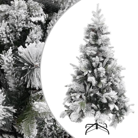 Sapin de Noël à flocons de neige et pommes de pin 195 cm PVC/PE 
