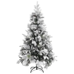 Sapin de Noël à flocons de neige et pommes de pin 195 cm PVC/PE 