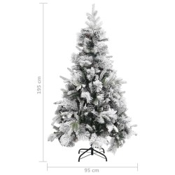 Sapin de Noël à flocons de neige et pommes de pin 195 cm PVC/PE 