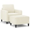 Fauteuil avec repose-pied Crème 60 cm Velours 
