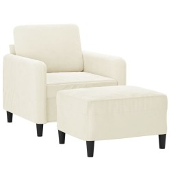 Fauteuil avec repose-pied Crème 60 cm Velours 