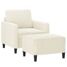 Fauteuil avec repose-pied Crème 60 cm Velours 