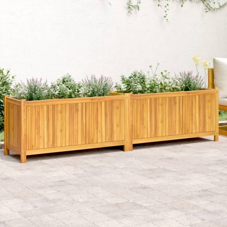 Jardinière avec doublure 199x38,5x50 cm bois massif d'acacia 