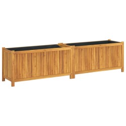Jardinière avec doublure 199x38,5x50 cm bois massif d'acacia 