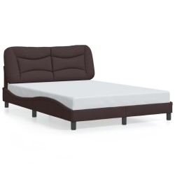 Cadre de lit avec LED sans matelas marron foncé 120x200cm tissu 