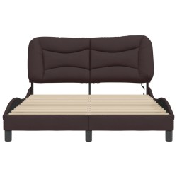 Cadre de lit avec LED sans matelas marron foncé 120x200cm tissu 