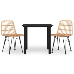 Ensemble à manger de jardin 3 pcs Résine tressée 