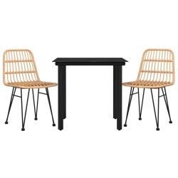 Ensemble à manger de jardin 3 pcs Résine tressée 