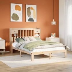 Lit bibliothèque sans matelas 150x200 cm bois massif de pin 
