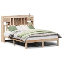 Lit bibliothèque sans matelas 150x200 cm bois massif de pin 
