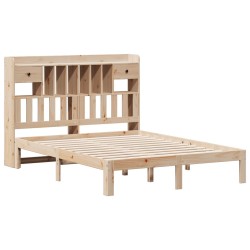 Lit bibliothèque sans matelas 150x200 cm bois massif de pin 