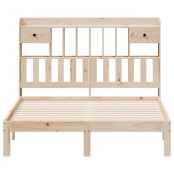 Lit bibliothèque sans matelas 150x200 cm bois massif de pin 