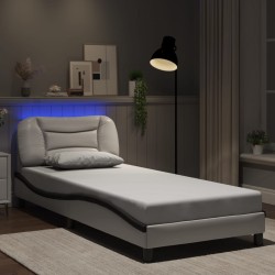 Cadre de lit avec LED sans matelas blanc et noir 90x190 cm 