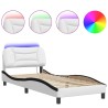 Cadre de lit avec LED sans matelas blanc et noir 90x190 cm 