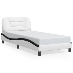 Cadre de lit avec LED sans matelas blanc et noir 90x190 cm 