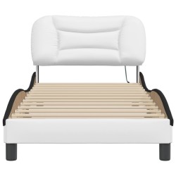 Cadre de lit avec LED sans matelas blanc et noir 90x190 cm 