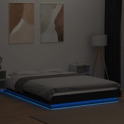 Cadre de lit avec lumières LED sans matelas noir 120x200 cm 
