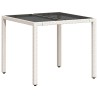 Ensemble à manger de jardin et coussins 3 pcs blanc rotin verre 