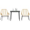 Ensemble à manger jardin coussins 3pcs marron poly rotin verre 