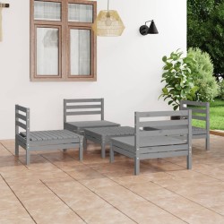 Salon de jardin 5 pcs Gris Bois de pin massif 