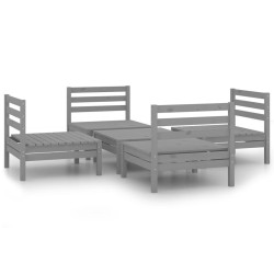 Salon de jardin 5 pcs Gris Bois de pin massif 