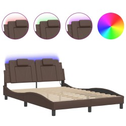 Cadre de lit avec LED sans matelas marron 120x200 cm 