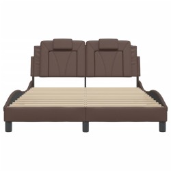 Cadre de lit avec LED sans matelas marron 120x200 cm 
