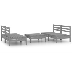 Salon de jardin 5 pcs Gris Bois de pin massif 