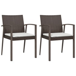 Ensemble à manger de jardin 3 pcs coussins résine tressée acier 