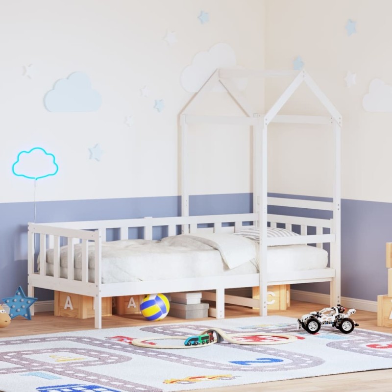 Lit de jour avec toit sans matelas blanc 80x200 cm bois massif 