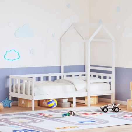 Lit de jour avec toit sans matelas blanc 80x200 cm bois massif 