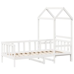 Lit de jour avec toit sans matelas blanc 80x200 cm bois massif 