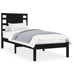 Cadre de lit sans matelas noir 100x200 cm bois massif de pin 
