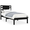 Cadre de lit sans matelas noir 100x200 cm bois massif de pin 