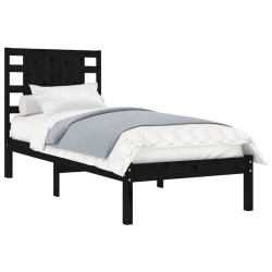 Cadre de lit sans matelas noir 100x200 cm bois massif de pin 