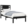 Cadre de lit sans matelas noir 100x200 cm bois massif de pin 