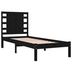 Cadre de lit sans matelas noir 100x200 cm bois massif de pin 