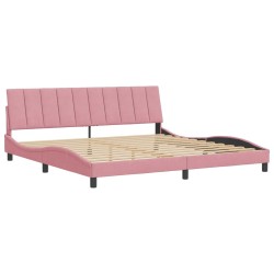Cadre de lit sans matelas rose 200x200 cm velours 