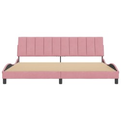 Cadre de lit sans matelas rose 200x200 cm velours 