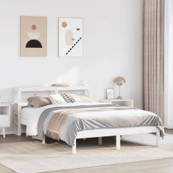 Cadre de lit sans matelas blanc 135x190 cm bois de pin massif 