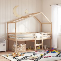 Lit haut sans matelas 90x200 cm bois de pin massif 