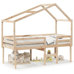 Lit haut sans matelas 90x200 cm bois de pin massif 
