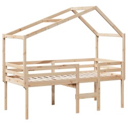 Lit haut sans matelas 90x200 cm bois de pin massif 